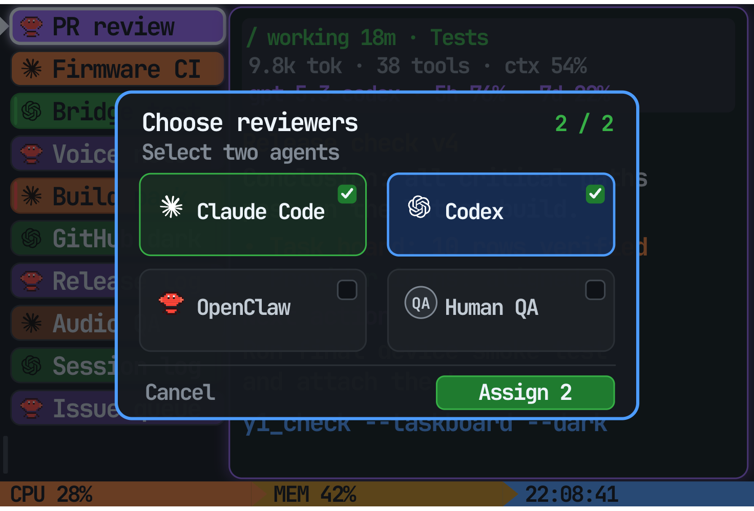 Reviewer selection interface
